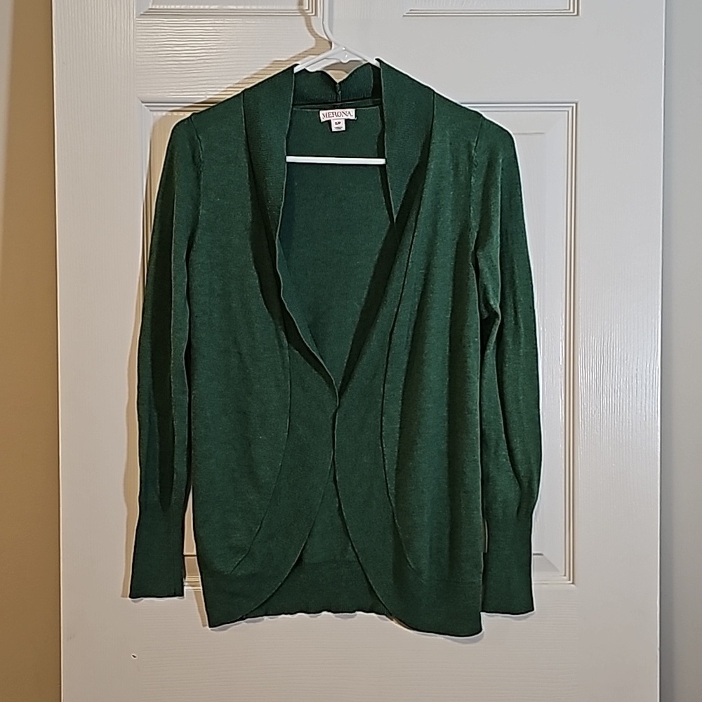 Merona Open Front Cardigan Sweater Green Size S